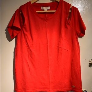 Micheal Kors Red Cut-Out Shirt